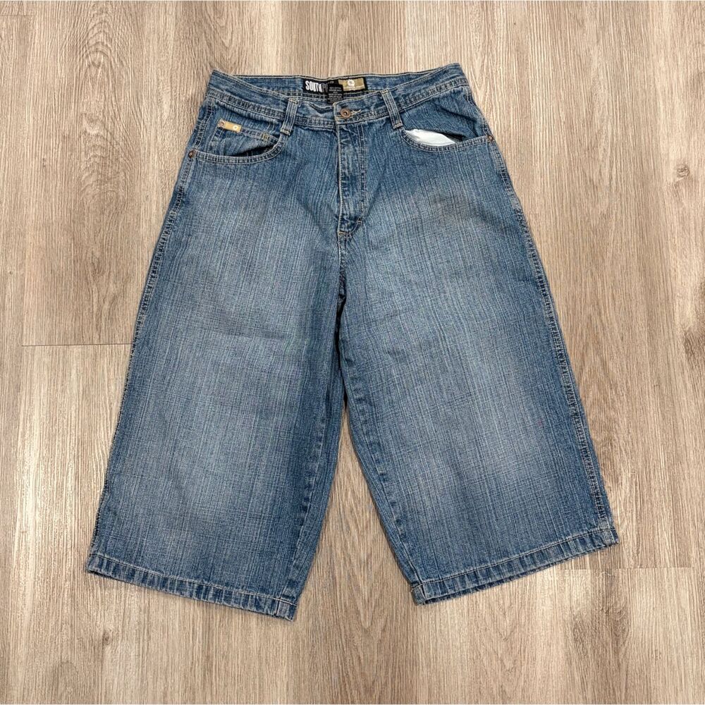 INSANE Vintage 00s Y2K SouthPole Baggy Long Jorts Jean Shorts Men's Size 30x18.5